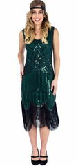 RO ROX - Norma 1920s Flapper Dress Green - Designer Dress Hire