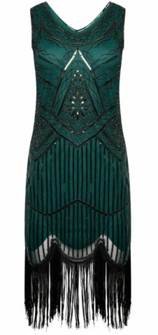 RO ROX - Norma 1920s Flapper Dress Green - Designer Dress hire