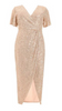 QUIZ - Pink Sequin Wrap Midi Dress - Designer Dress hire