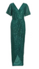 QUIZ - Dark Green Sequin Wrap Dress - Designer Dress hire