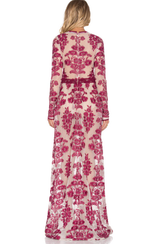 FOR LOVE & LEMONS - Temecula Maxi Dress Wine - Designer Dress hire