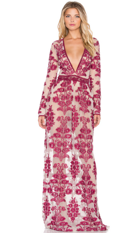 FOR LOVE & LEMONS - Temecula Maxi Dress Wine - Designer Dress hire