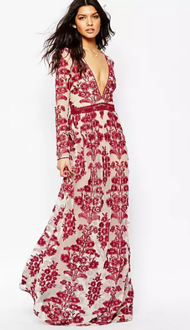 FOR LOVE & LEMONS - Temecula Maxi Dress Wine - Designer Dress hire