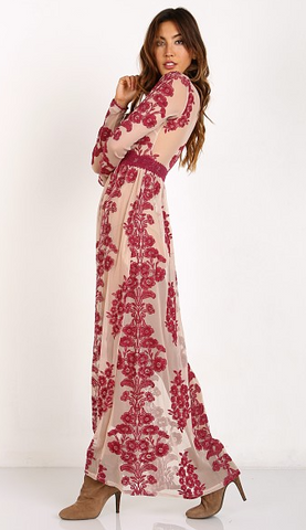 FOR LOVE & LEMONS - Temecula Maxi Dress Wine - Designer Dress hire
