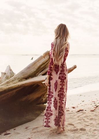 FOR LOVE & LEMONS - Temecula Maxi Dress Wine - Designer Dress hire