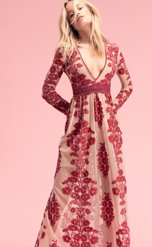 FOR LOVE & LEMONS - Temecula Maxi Dress Wine - Designer Dress hire