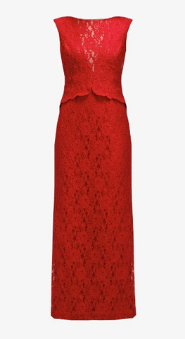 RALPH LAUREN - Red Lace Gown - Designer Dress hire