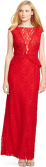 RALPH LAUREN - Red Lace Gown - Designer Dress Hire