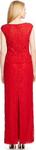 RALPH LAUREN - Red Lace Gown - Designer Dress hire