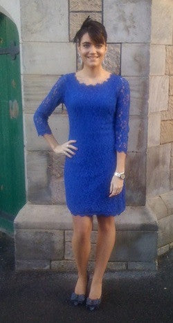 DIANE VON FURSTENBERG - Zarita Lace Dress Blue - Designer Dress hire