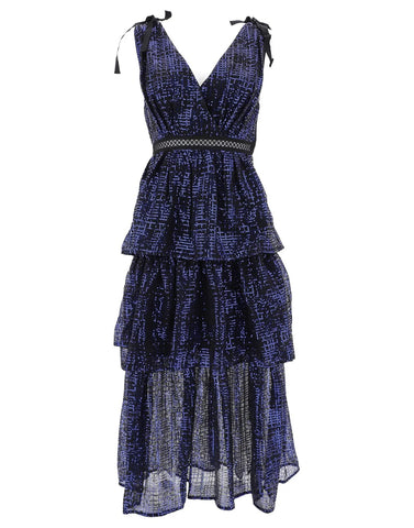 Self Portrait - Sequin Check Tiered Dress - Designer Dress hire