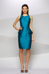 CARMEN MARC VALVO - Twill Peplum Cocktail Dress - Designer Dress Hire