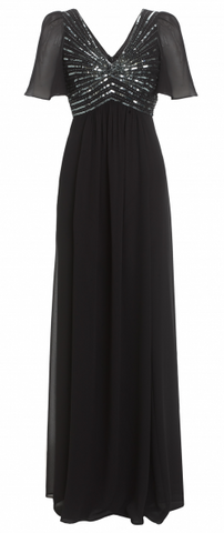 ARIELLA - Ava Chiffon Gown Silver - Designer Dress hire