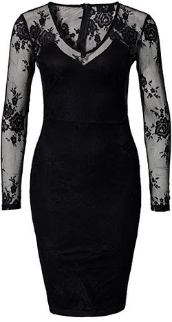 knee length dresses for ladies Black Contrast Lace Top Strappy Bodycon Midi Dress  AX Paris