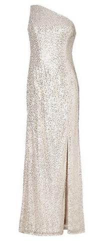 ADRIANNA PAPELL - Silver Sequin Mermaid Gown - Designer Dress hire