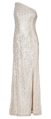 ADRIANNA PAPELL - Silver Sequin Mermaid Gown - Designer Dress Hire