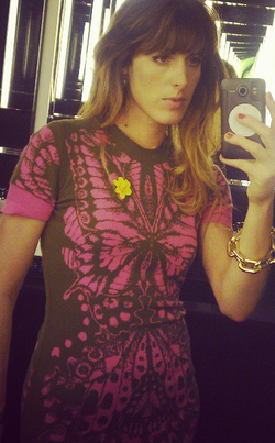 McQ ALEXANDER MCQUEEN - Khaki and Pink Intarsia Dress - Designer Dress hire