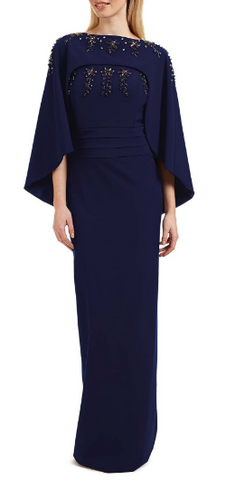 ARIELLA - Olympia Detachable Cape Gown - Designer Dress hire