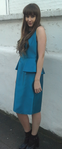 CARMEN MARC VALVO - Twill Peplum Cocktail Dress - Designer Dress hire