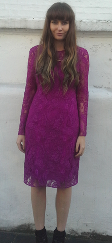 CARMEN MARC VALVO - Sleeved Lace Cocktail Dress - Designer Dress hire