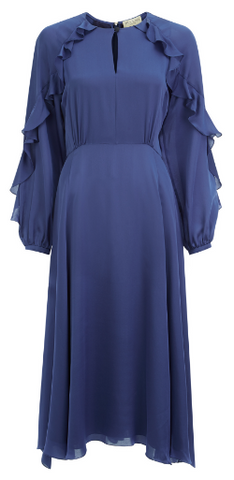 BEULAH - Ophelia Blue Ruffle Dress - Designer Dress hire
