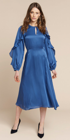 BEULAH - Ophelia Blue Ruffle Dress - Designer Dress hire