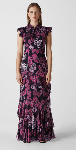 WHISTLES - Butterfly Devore Maxi Dress - Designer Dress hire