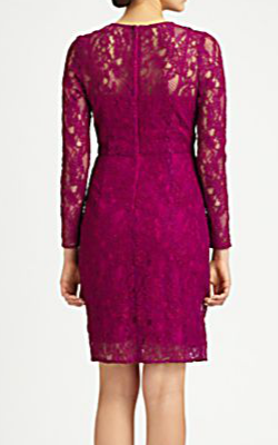 CARMEN MARC VALVO - Sleeved Lace Cocktail Dress - Designer Dress hire