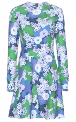 CARVEN - Retro Blue Floral Dress - Designer Dress hire