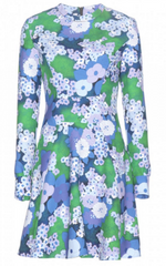 CARVEN - Retro Blue Floral Dress - Rent Designer Dresses at Girl Meets Dress