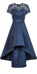 CHI CHI LONDON - Lace Navy Dip Hem Dress - Designer Dress Hire