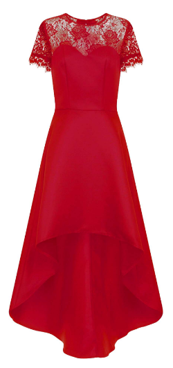 Lace Red Dip Hem Dress – Girl Meets Dress