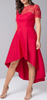 CHI CHI LONDON - Lace Red Dip Hem Dress - Designer Dress hire