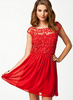 CLUB L - Crochet Babydoll Dress Red - Designer Dress hire