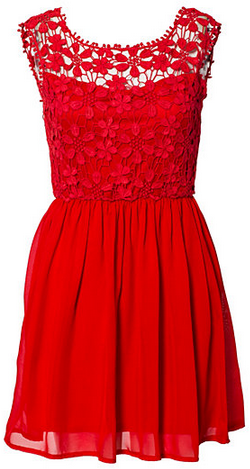 CLUB L - Crochet Babydoll Dress Red - Designer Dress hire