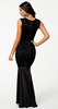 CLUB L - Flocked Fishtail Maxi Dress - Designer Dress hire