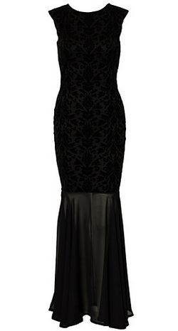 CLUB L - Flocked Fishtail Maxi Dress - Designer Dress hire