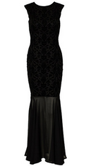 CLUB L - Flocked Fishtail Maxi Dress - Designer Dress Hire