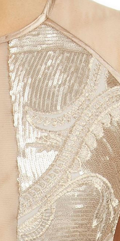 DEX - Sheer Champagne Sequin Gown - Designer Dress hire