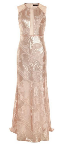 DEX - Sheer Champagne Sequin Gown - Designer Dress hire