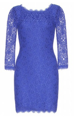 DIANE VON FURSTENBERG - Zarita Lace Dress Blue - Rent Designer Dresses at Girl Meets Dress