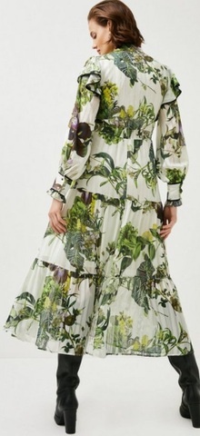 KAREN MILLEN - Botanical Lace Up Midi Dress - Designer Dress hire