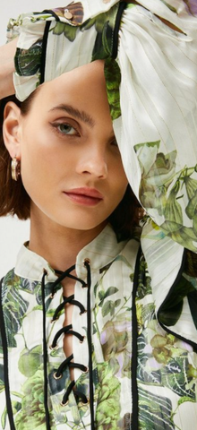 KAREN MILLEN - Botanical Lace Up Midi Dress - Designer Dress hire