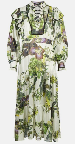 KAREN MILLEN - Botanical Lace Up Midi Dress - Designer Dress hire