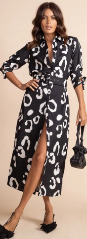 DANCING LEOPARD - Alva Midi Dress Mono - Designer Dress hire
