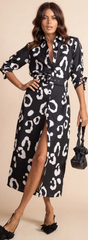 DANCING LEOPARD - Alva Midi Dress Mono - Designer Dress Hire