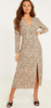 QUIZ - Stone Animal Midi Dress - Designer Dress hire