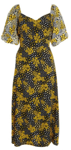 QUIZ - Black Floral Midi Dress - Designer Dress hire