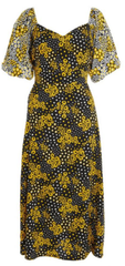 QUIZ - Black Floral Midi Dress - Designer Dress Hire
