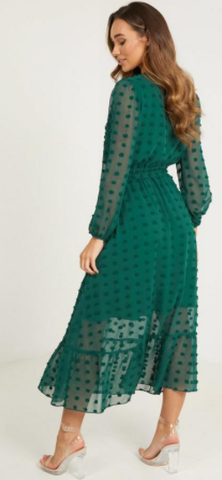 QUIZ - Green Sleeved Midaxi Dress - Designer Dress hire